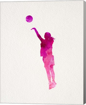 Framed Basketball Girl Watercolor Silhouette Part IV Print