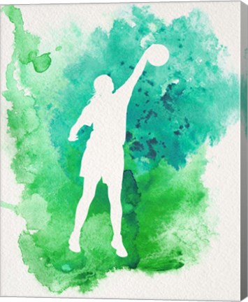 Framed Basketball Girl Watercolor Silhouette Inverted Part I Print