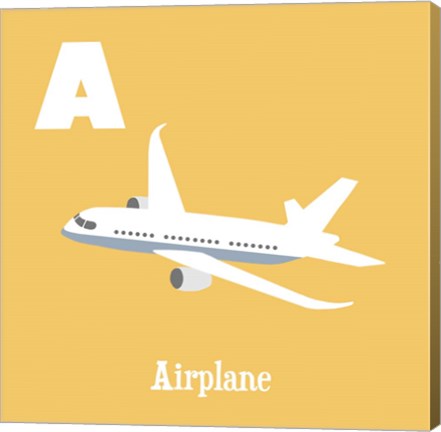 Framed Transportation Alphabet - A is for Airplane Print