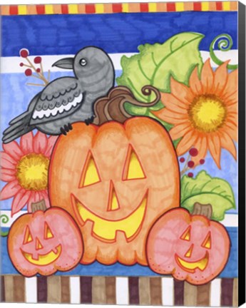Framed Crows Pumpkin Patch Print