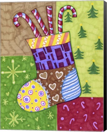 Framed Patchwork Stocking Print