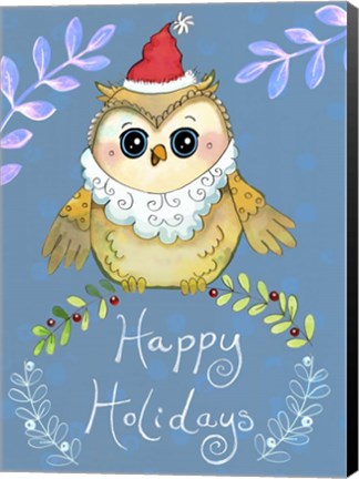 Framed Santa Owl Big Eyes Print