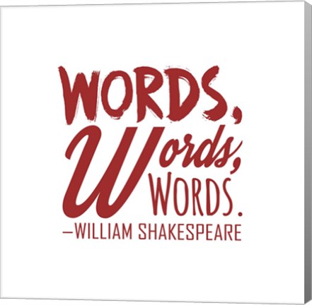 Framed Words Words Words Shakespeare Red Print