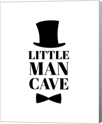 Framed Little Man Cave Top Hat and Bow Tie - White Print