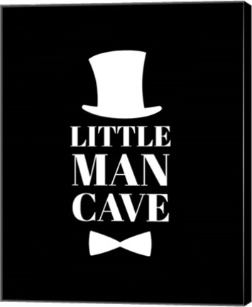 Framed Little Man Cave Top Hat and Bow Tie - Black Print