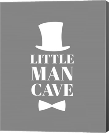 Framed Little Man Cave Top Hat and Bow Tie - Gray Print