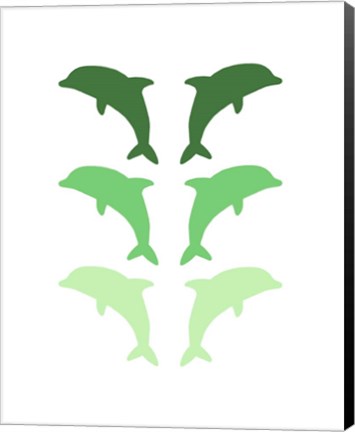 Framed Leaping Dolphins - Green Print