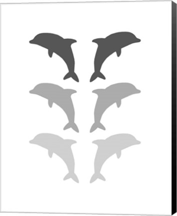 Framed Leaping Dolphins - Gray Print