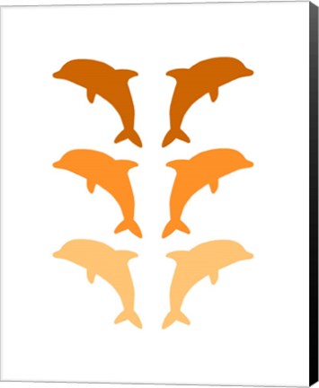 Framed Leaping Dolphins - Orange Print