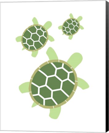 Framed Three Turtles - Green Print