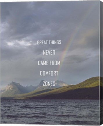 Framed Great Things Never Came From Comfort Zones Strength - Rainbow Print