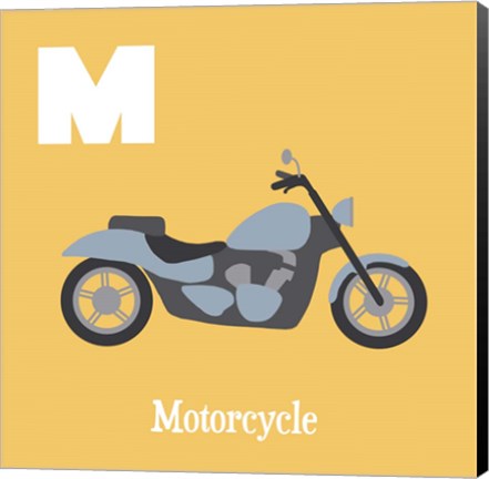 Framed Transportation Alphabet - M is for Motorcycle Print