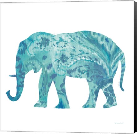 Framed Boho Teal Elephant II Print