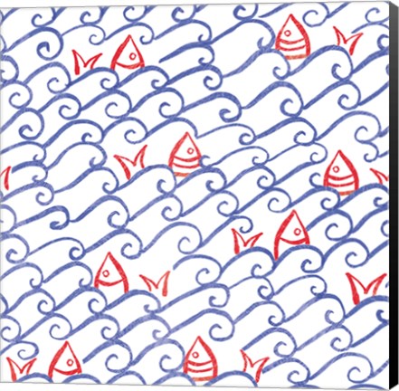Framed Coastal Birds Pattern VA Print