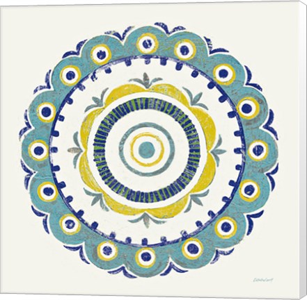Framed Lakai Circle II Blue and Yellow Print