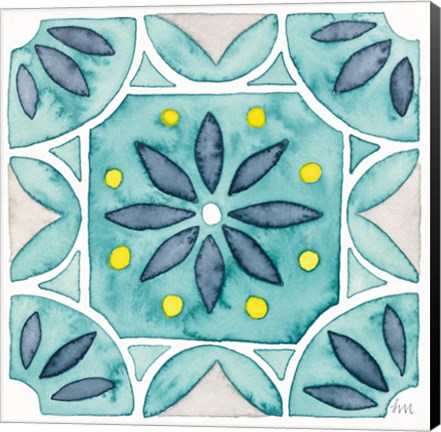 Framed Garden Getaway Tile VIII Teal Print