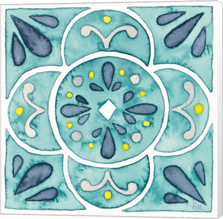 Framed Garden Getaway Tile VII Teal Print