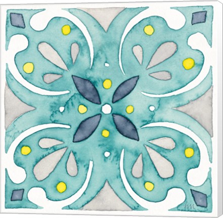 Framed Garden Getaway Tile IV Teal Print