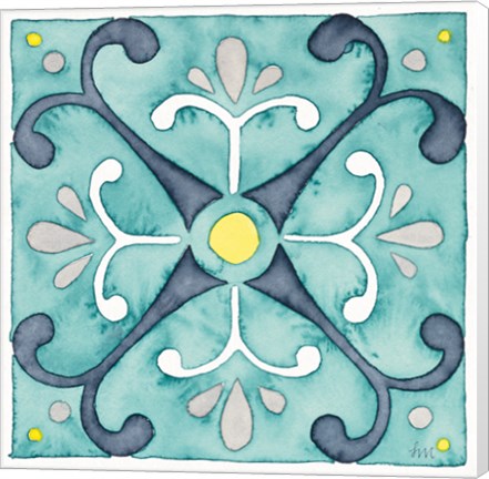 Framed Garden Getaway Tile III Teal Print