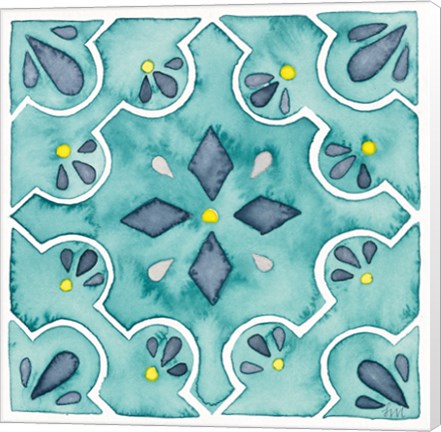 Framed Garden Getaway Tile II Teal Print