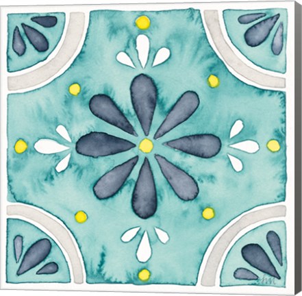 Framed Garden Getaway Tile I Teal Print