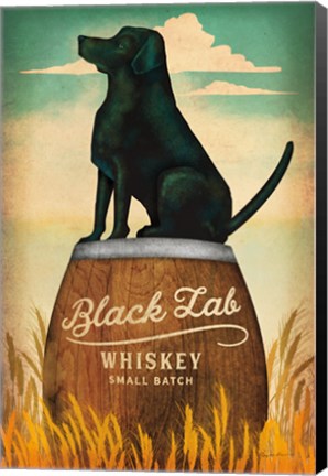 Framed Black Lab Whiskey Print