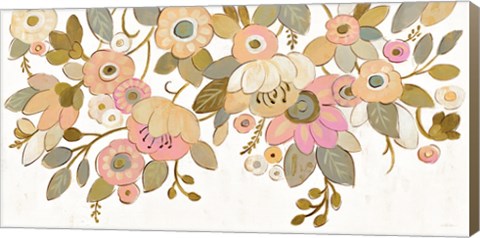 Framed Decorative Pastel Flowers on White Print