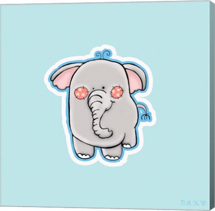 Framed Blue Background Elephant Print