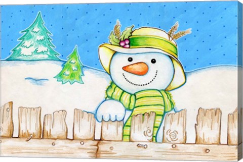Framed Snowman Fence Print