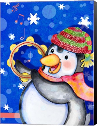 Framed Penguin Tambourine Print