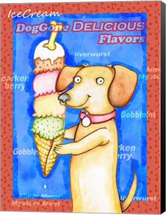 Framed Long Dog Tall Ice Cream Print