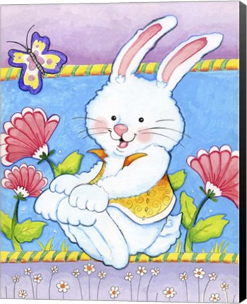 Framed Bunny and Flowers Print