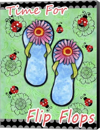Framed Daisy Flip Flops Print