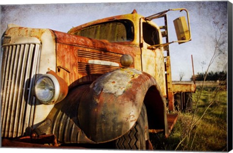 Framed White Truck, Driver's Side Print