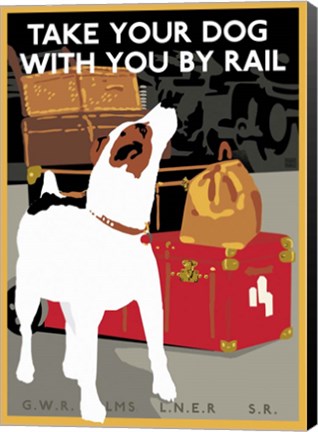 Framed Take Your Dog by Rail Print