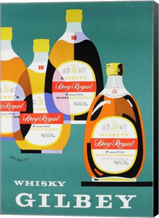 Framed Gilbey Whisky Print