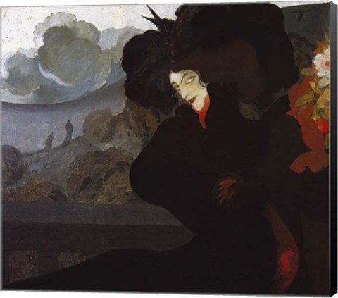 Framed De Feure La Dame Au Chapeau Noir 1899 Print