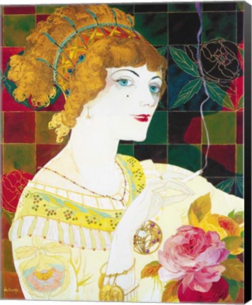 Framed De Feure Smoking Woman II Print
