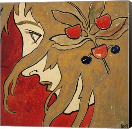 Framed Koloman Moser Profile Of A Girl Prep 1897 Print