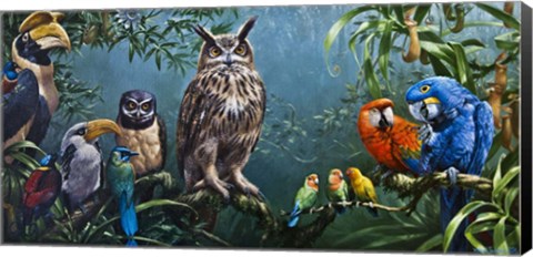 Framed Bird Gathering Print