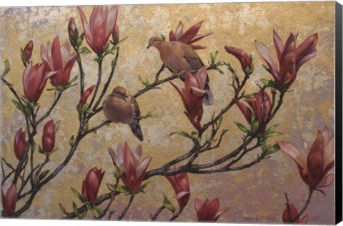 Framed Doves On Gold Print