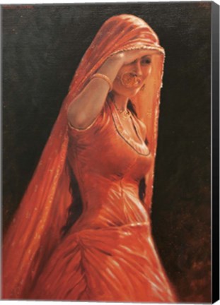 Framed Lady in Red Print