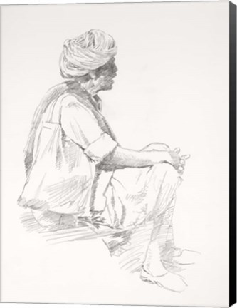 Framed Man Sitting Sketch Print