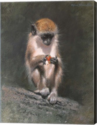 Framed Monkey And Berries Print