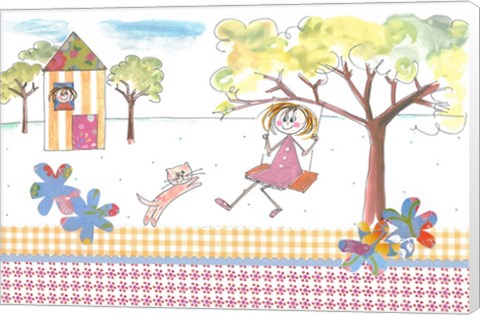 Framed Girl On Swing Print