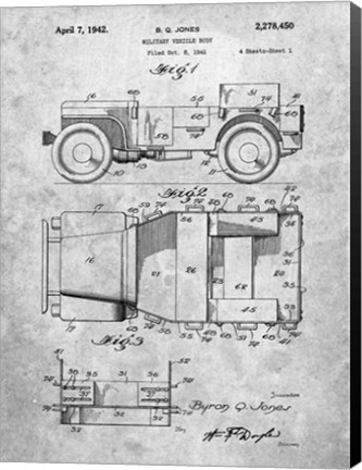 Framed Military Vehicle Body Patent Print