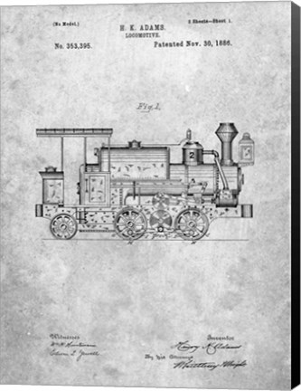 Framed Locomotive Patent Print