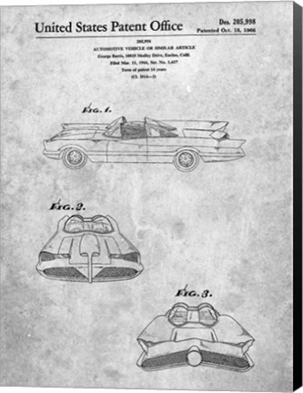 Framed Automotive Vehicle or Similar Article Patent Print