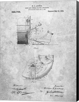 Framed Drum and Cymbal Playing Apparatus Patent Print