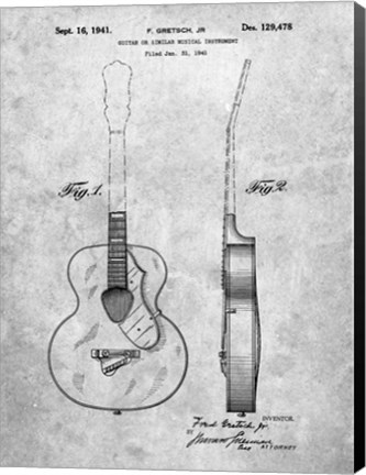 Framed Guitar of Similar Musical Instrument Patent Print